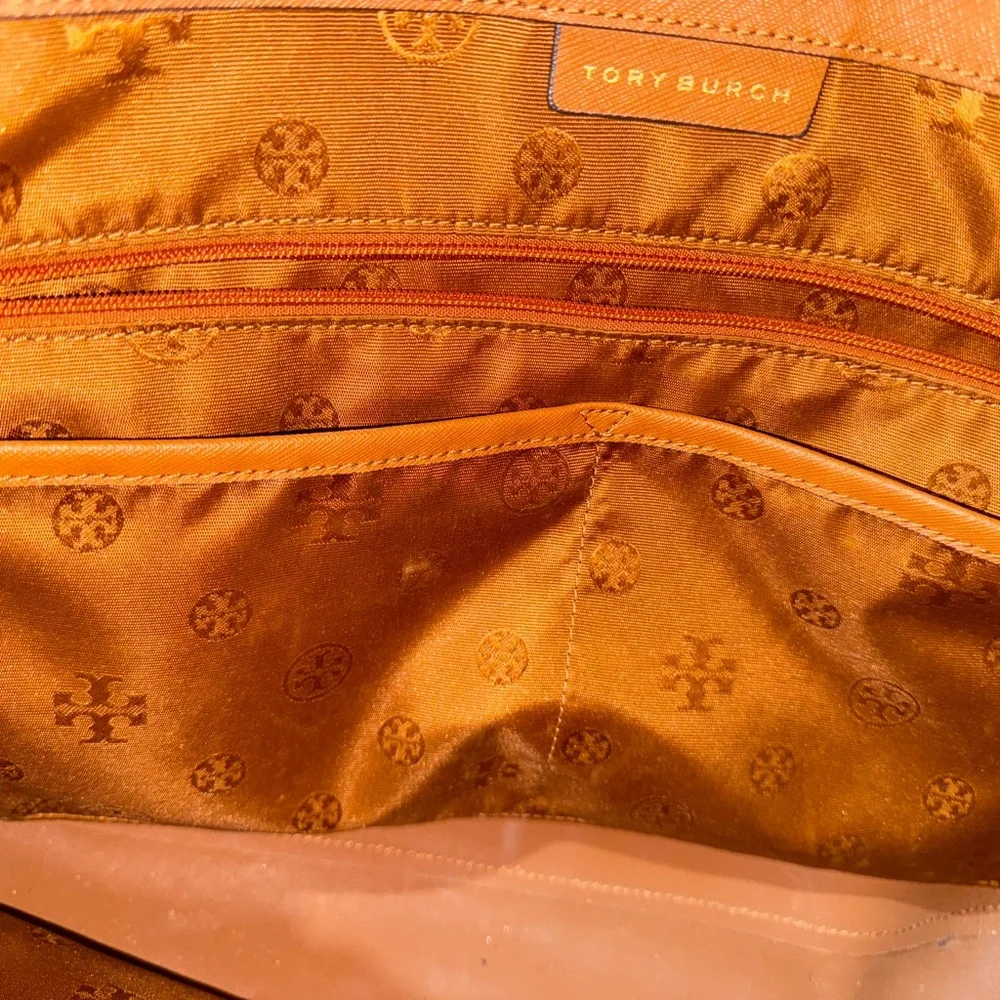 EUC Tory Burch Brown Leather Tote Sophisticated Everyday Style - Picture 3 of 10